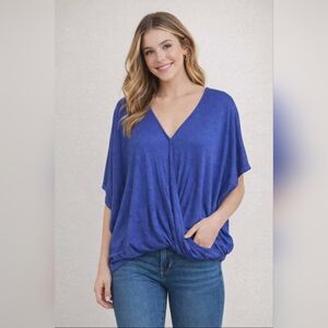 Democracy Royal Blue V-Neck Blouse